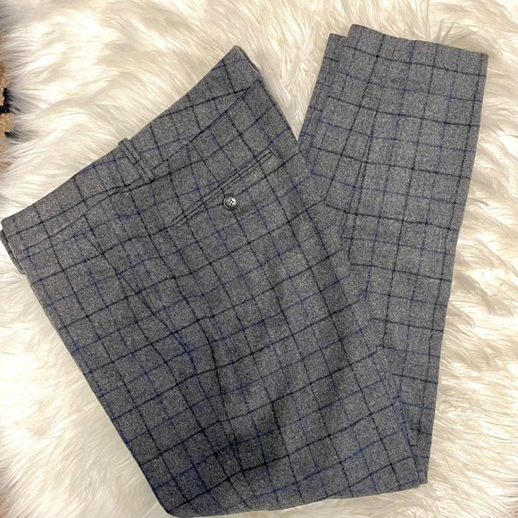 Theory Treeca Windowpane Plaid Wool Trousers - Picture 1 of 9